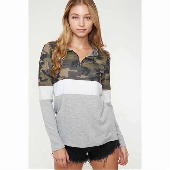 Hannah Beury Tops - LAST ONE! Long Sleeve Color Blocked Camouflage Top